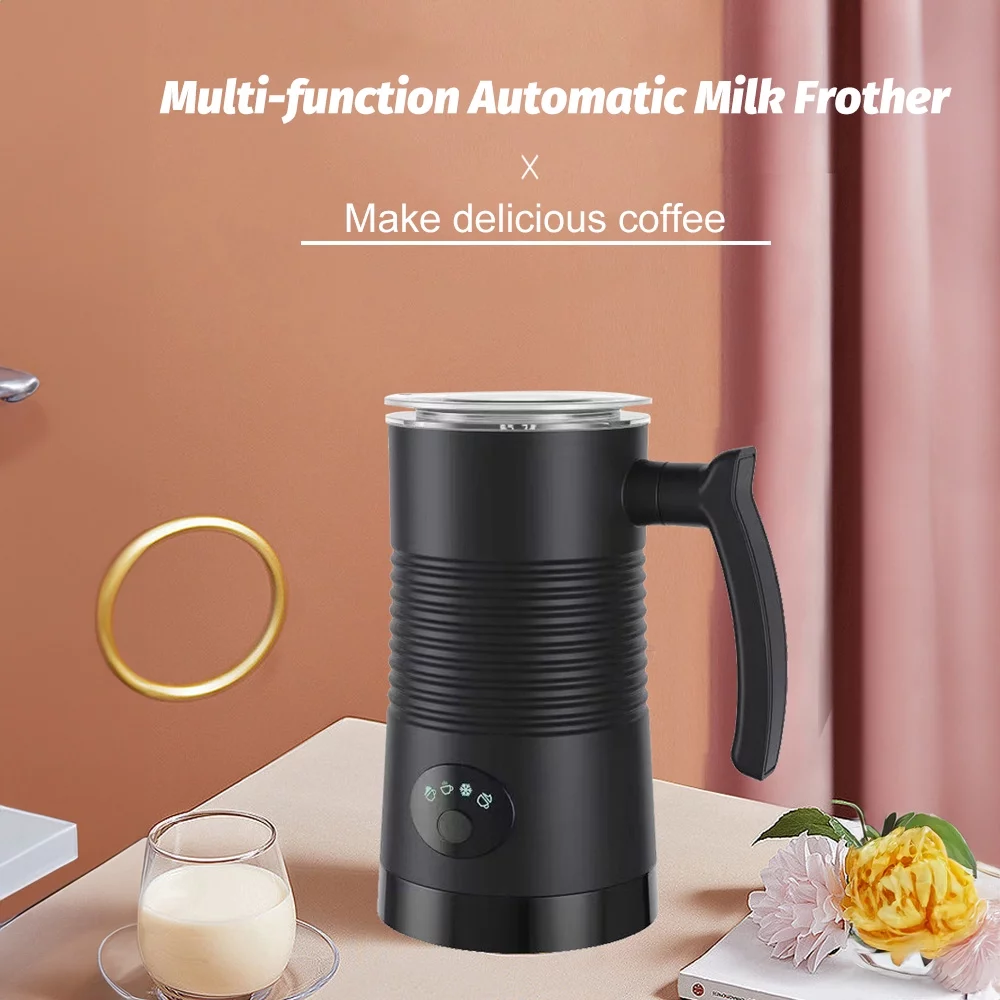 Ametoys Milk Frother 4 in 1 Hot/Cold Foam Maker 400W Detachable Non-Stick Interior 11.84oz/350ml Electric Automatic Milk Frother and Steamer for Coffee Hot Milk