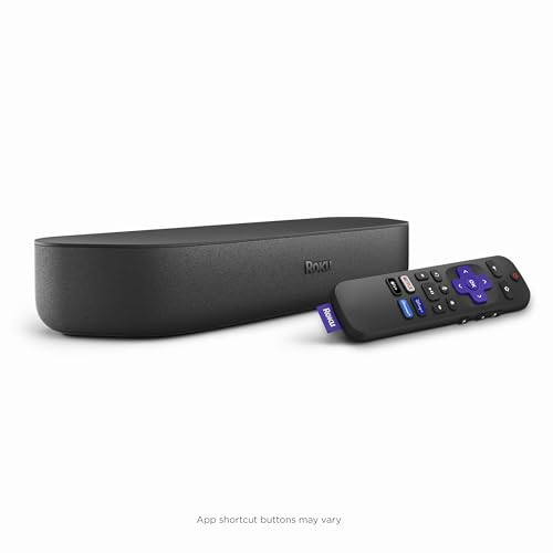 Roku Streambar | 4K/HD/HDR Streaming Media Player & Premium Audio, All In One, Includes Roku Voice Remote (Renewed)