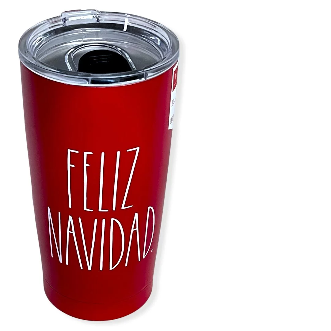 Rae Dunn Red FELIZ NAVIDAD LL Insulated Stainless Steel Tumbler 17 oz Christmas Holiday