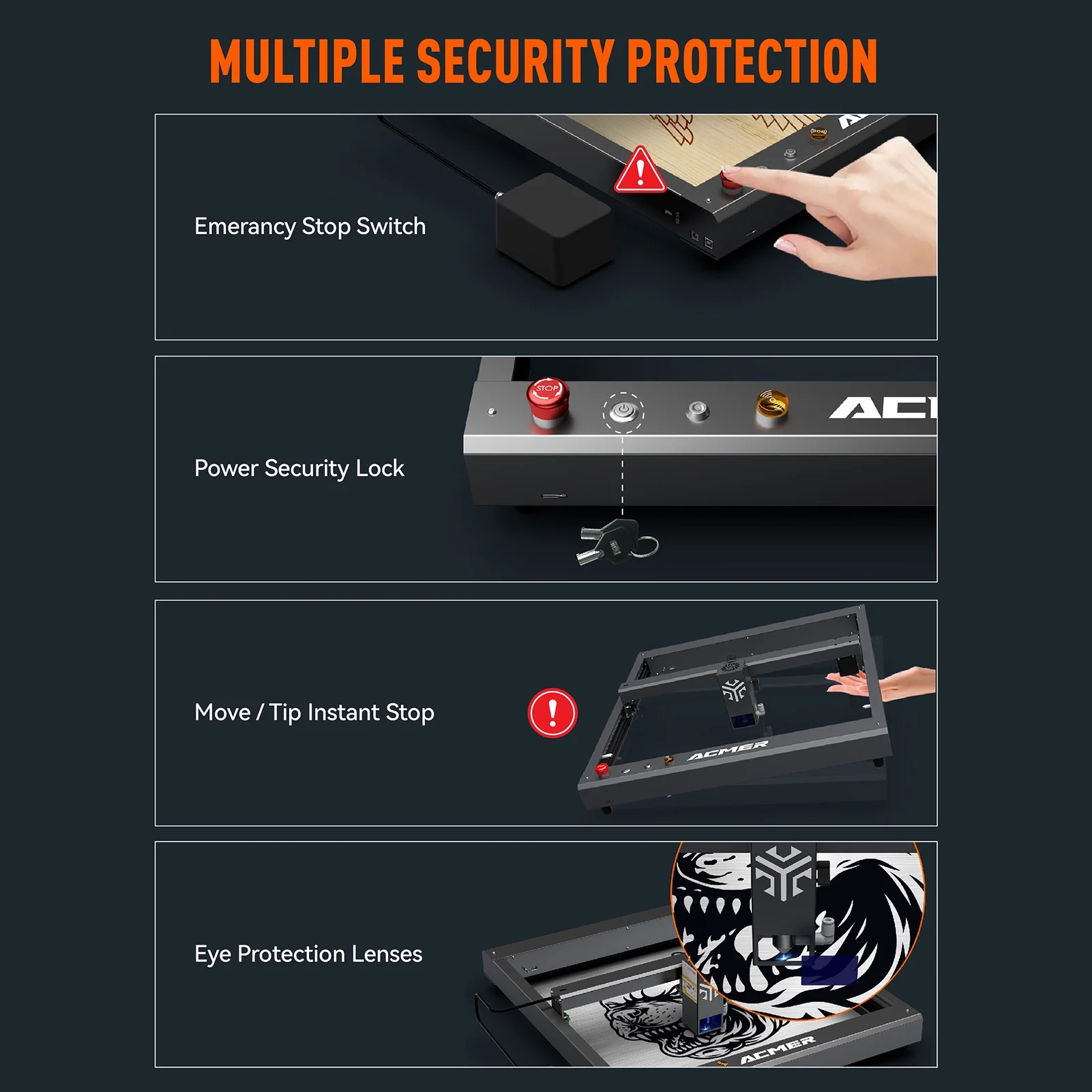 ACMER Engraver,Wood 304 Stainless Superfast Speed 304 Stainless Steel Balsa Wood And Balsa Speed Eye 22w420x400mm Area P2 22w Auatic Air-assist Erfast P2 Enaver 22w Tool With Eye And Tool With