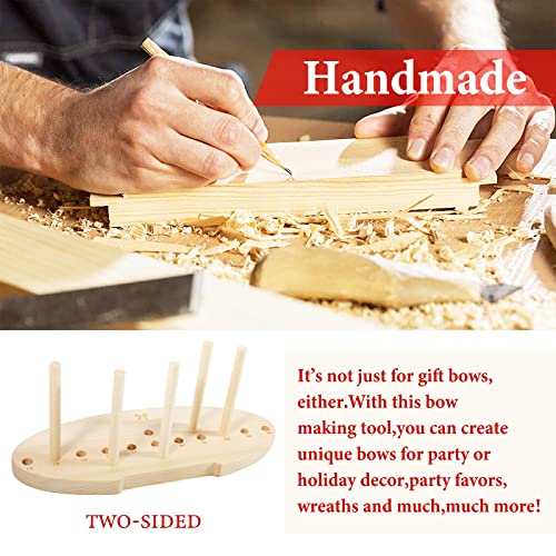SACATR Bow Maker for Ribbon, Holiday Wreaths,Wooden Wreath Bow Maker Tool for Creating Gift Bows, Party Decorations, Hair Bows, Corsages, Holiday Wreaths, Various Crafts(Double-Sided)