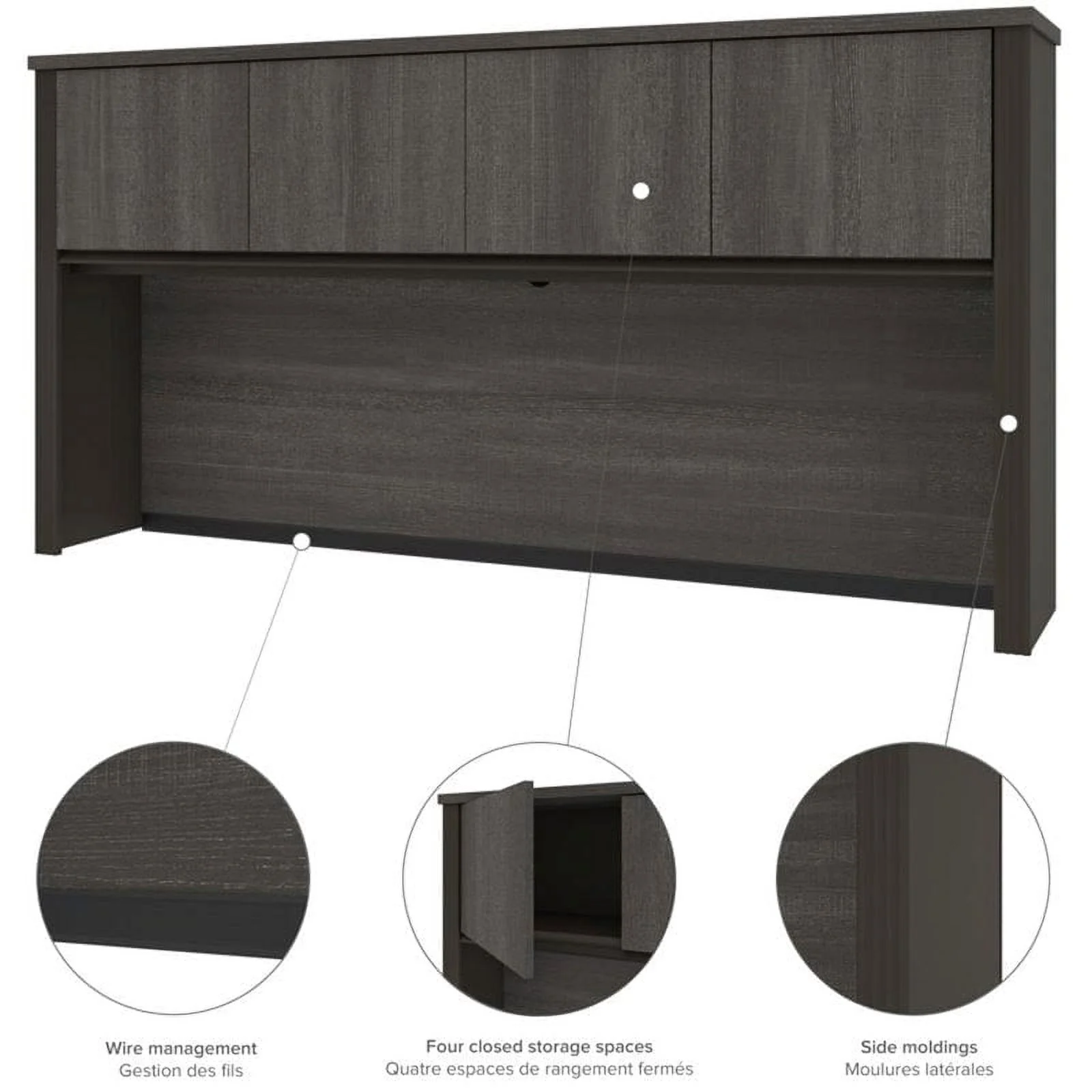 Atlin Designs 6 Piece Wood L Shaped Computer Desk with Hutch in Bark Gray