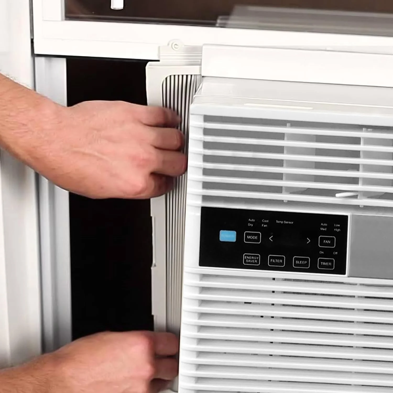 BTU Single Phase Window Air Conditioner Unit With 1-Touch Control, LED Display Digital Panel, And Installation Kit, White