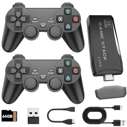 Upgraded Retro Gaming Console, Retro Game Stick, Wireless Retro Game Console with 20000+ Games & 15 Emulators, Retro Drive Game Stick 4K HDMI Output, 2.4GHz Wireless Controllers for TV Plug and Play