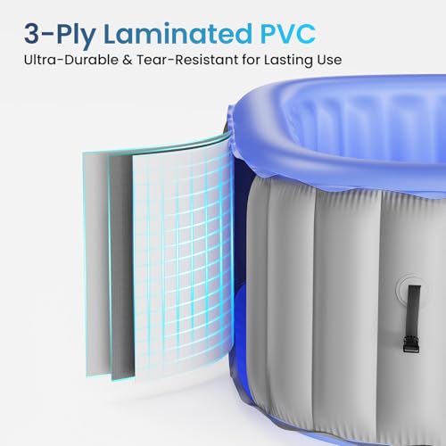 Inflatable Hot Tub 6-8 Person – Portable with 120 Bubble Jets, 42°C Heating & Filtration System, Durable PVC Material, Hot Tub Cover, 83