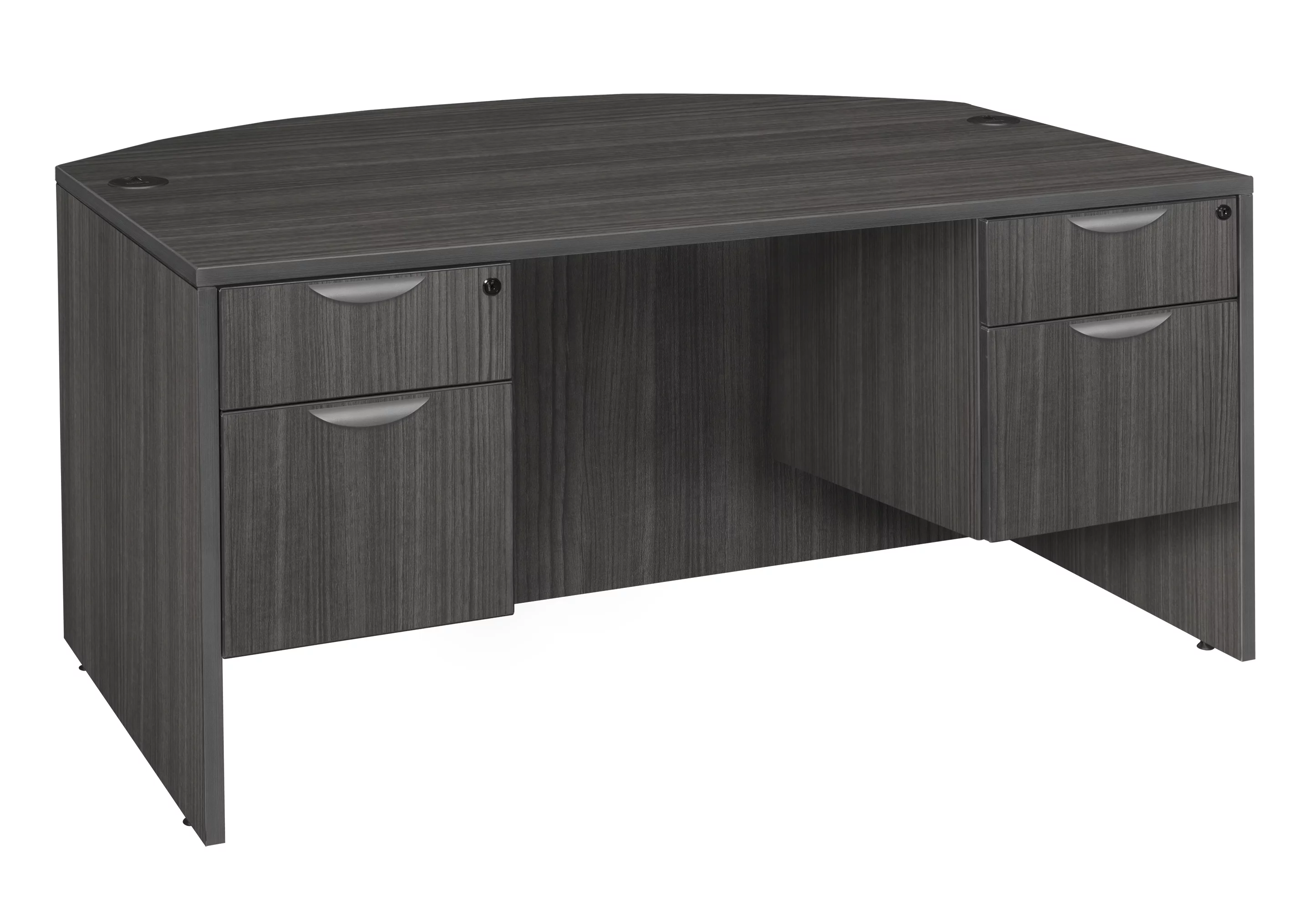 Romig Legacy 71 x 35 in. Bow Front Office Desk with Double Pedestal Drawer Unit- Ash Grey