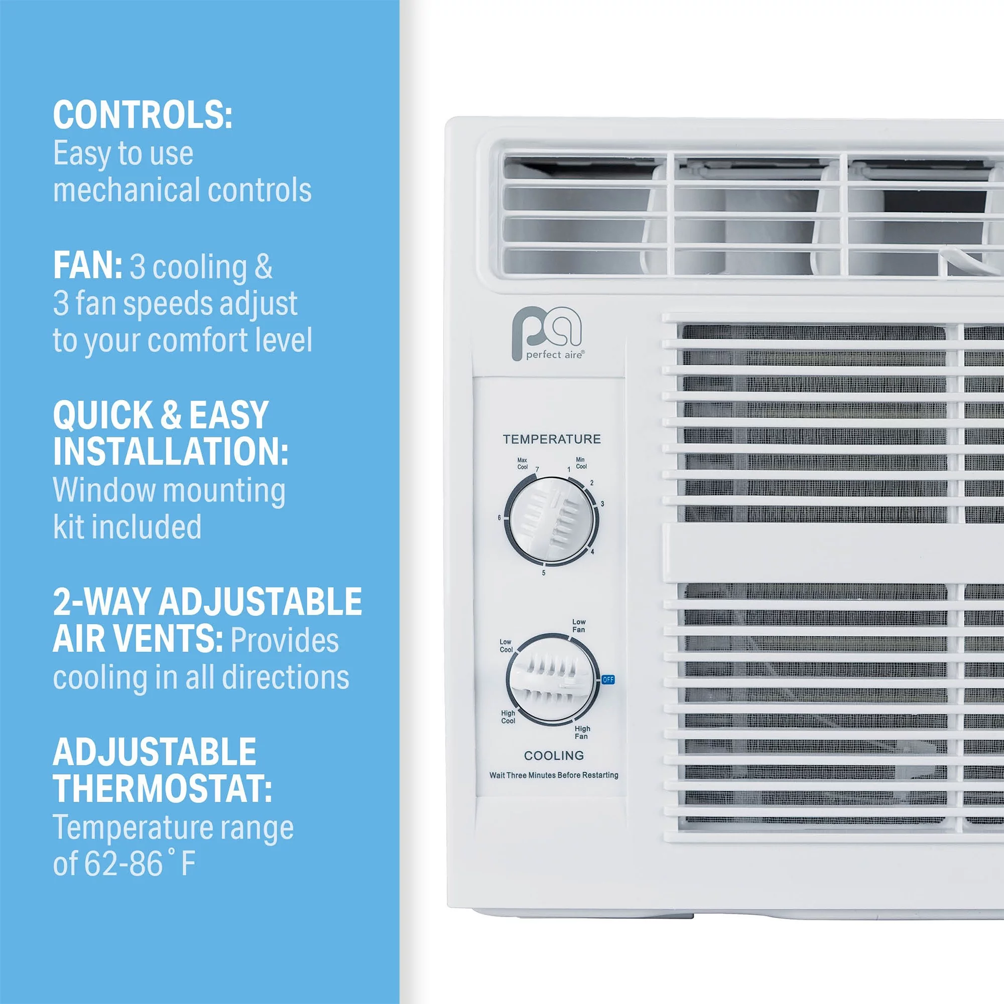 Perfect Aire 115V 5,000 BTU Window Air Conditioner with Mechanical Controls