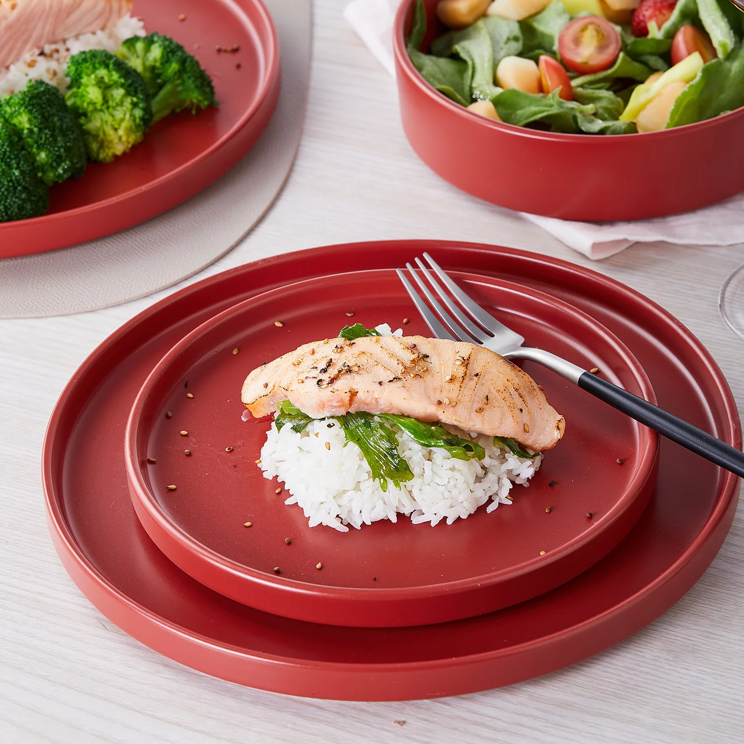 Stone Lain Cleo 32-Piece Dinnerware Set Stoneware, Red