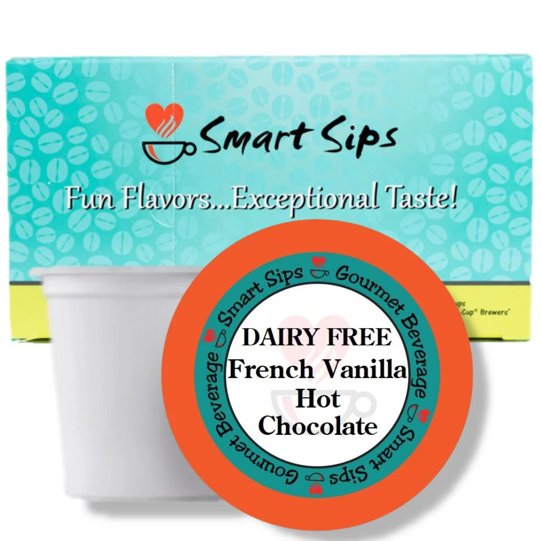 DAIRY-FREE | French Vanilla Hot Chocolate, Single-Serve Gourmet Lactose-Free Hot Cocoa Pods for Keurig K-cup Brewers