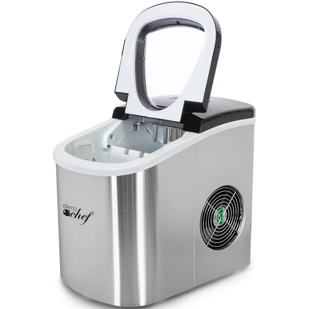 Deco Chef IMSTS Compact Electric Ice Maker Stainless Steel Bundle with 1 Year Extended Protection Plan