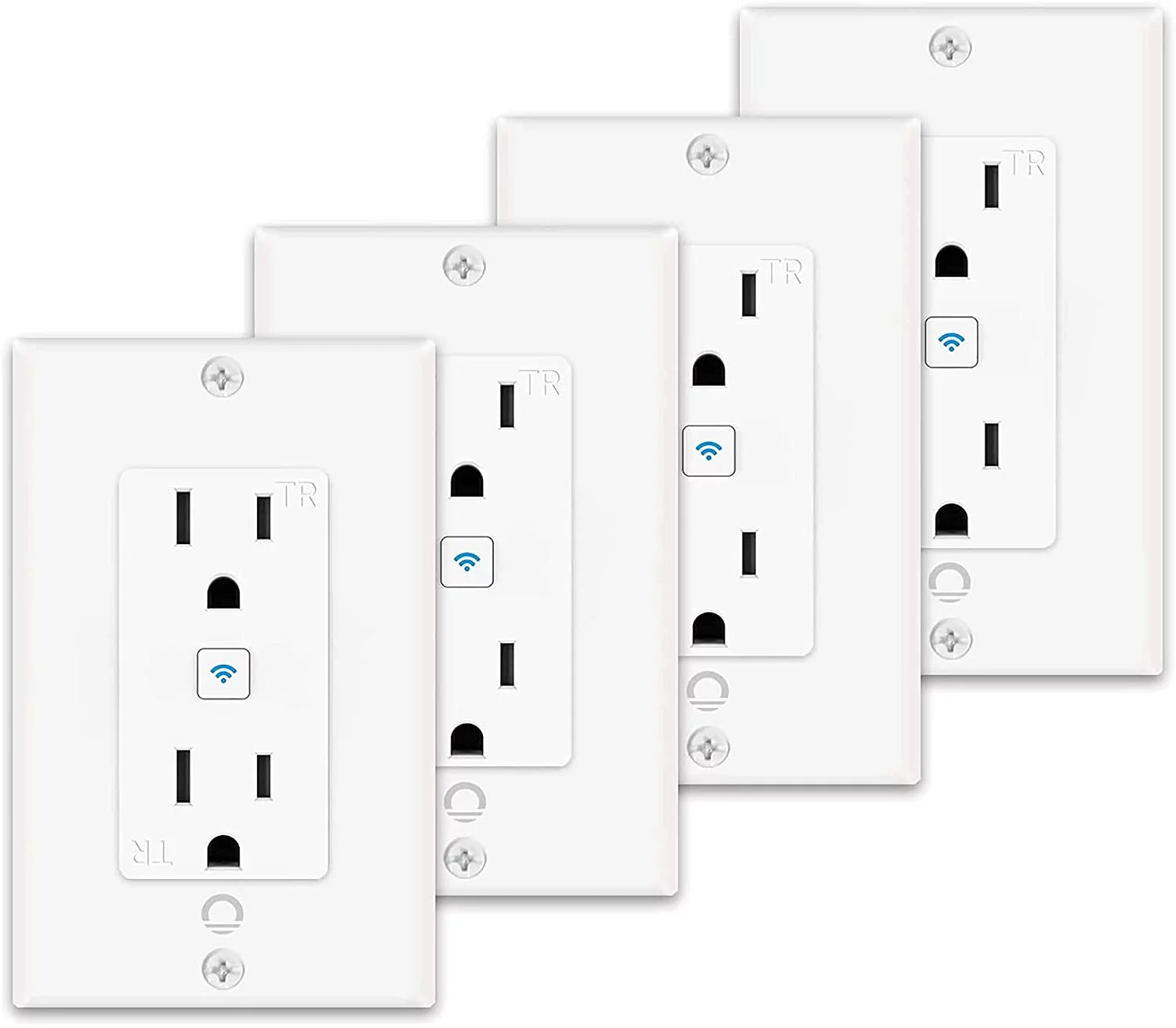 Lumary Smart Outlet in-Wall - Smart Electrical Outlet That Work with Alexa Google Home 15 Amp No Hub Required ETL & FCC Certified (4 Pack)