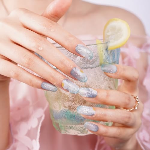 DANNI & TONI Semi Cured Gel Nail Strips Christmas Santa Claus Snowflakes Cat Eye Gel Nail Wraps 28 Stickers | Mistletoe Meow