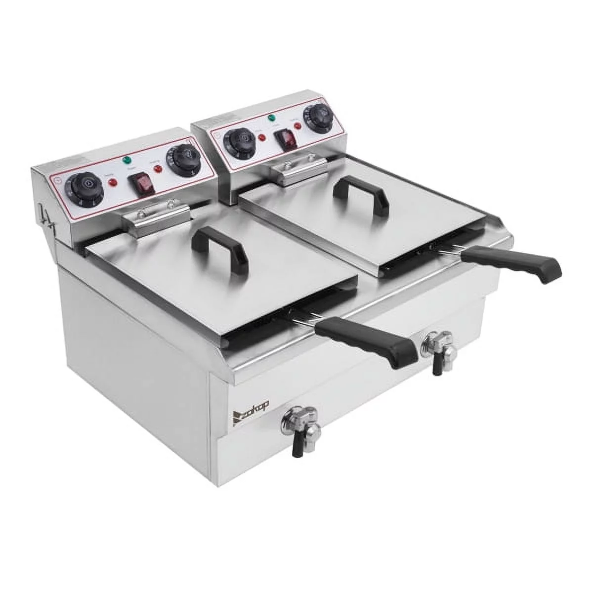 SYTHERS Electric Deep Fryer,EH102V 16.9QT/16L Total Capacity 24.9QT/23.6L Stainless Steel Faucet Double Tank Deep Fryer 3400W MAX (8L 8L Big Blue/Large Handle)