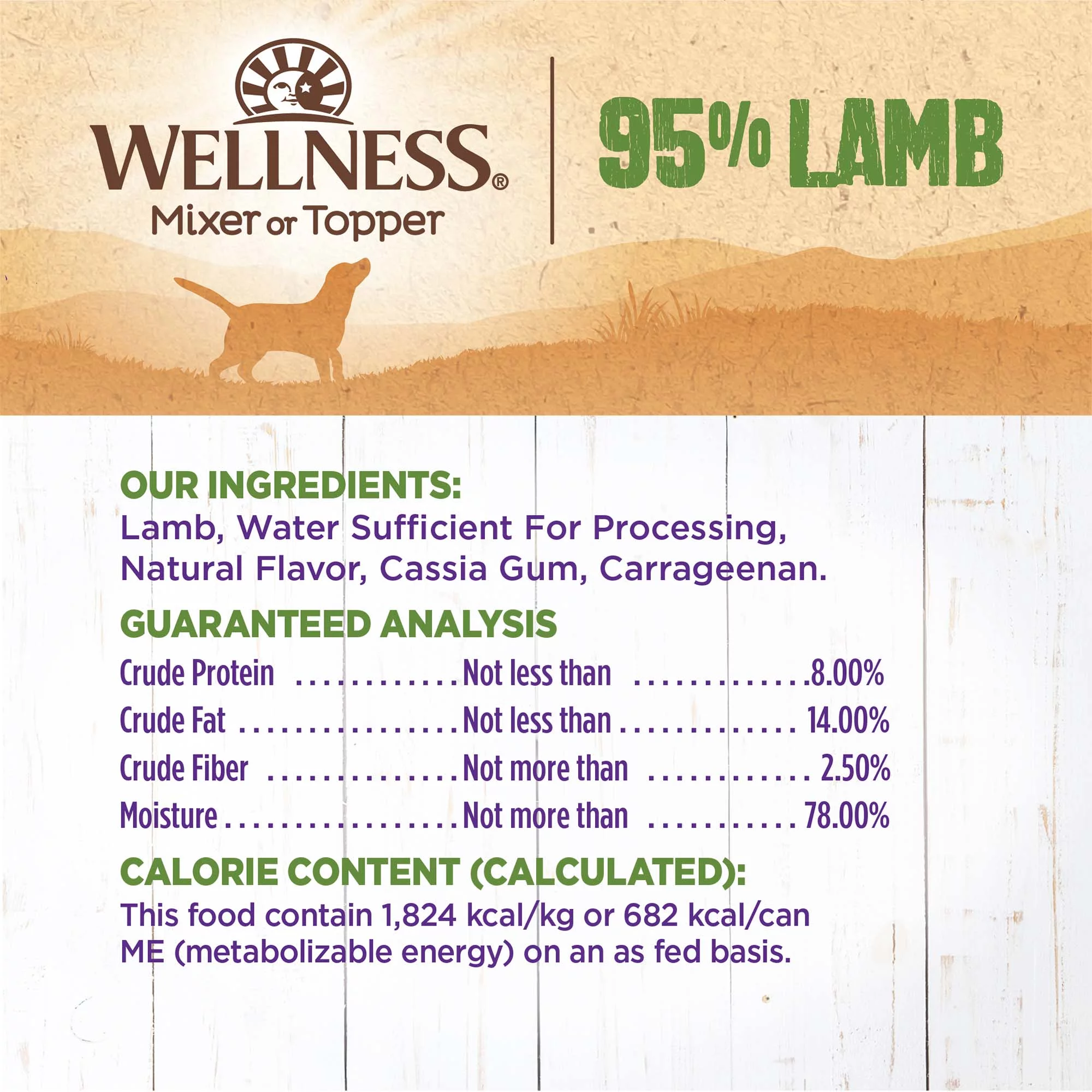 Wellness 95% Lamb Natural Wet Grain Free Canned Dog Food, 13.2-Ounce Can (Pack of 12)