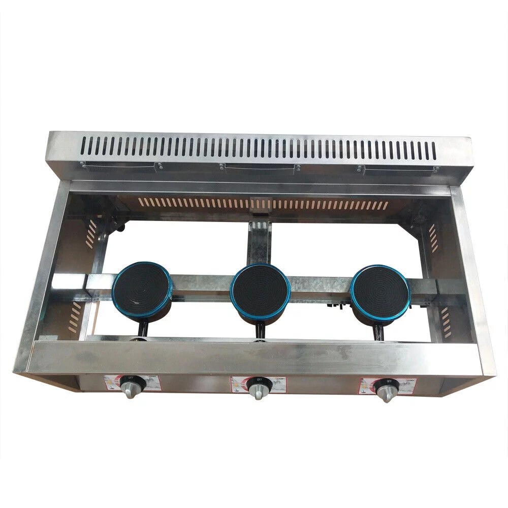 18L Propane NG Gas Fryer Catering Warmer Steam Table Buffet Restaurant 3 Pan 50 ~ 380 ° C Temperature Control