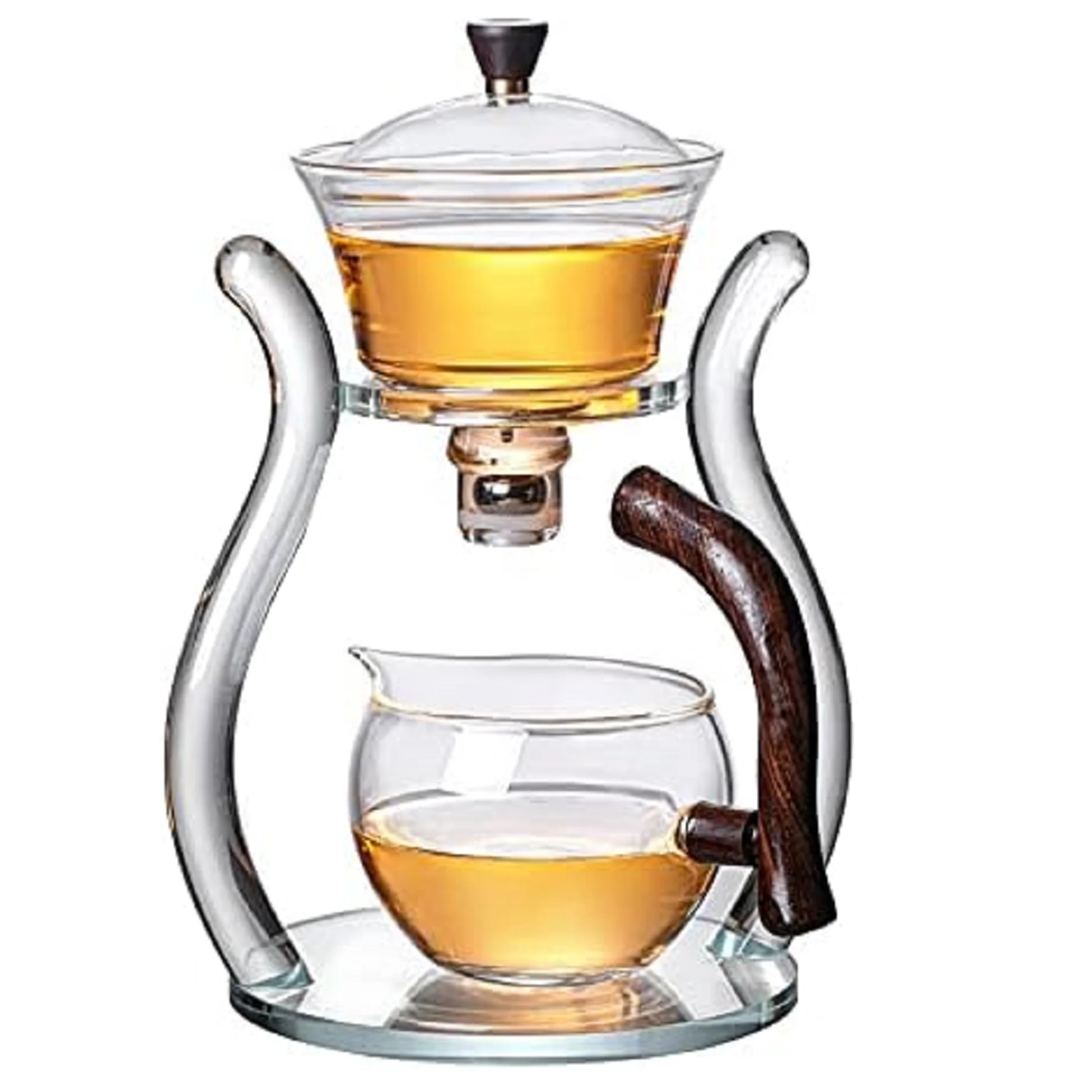 Fire Kirin Lazy Kungfu Glass Tea Set Semi Automatic Clear Tea Pot Set