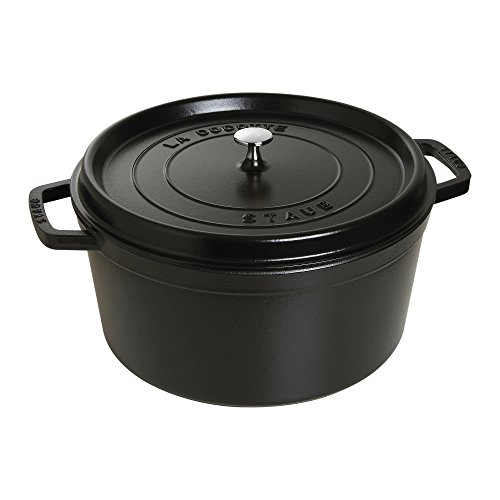 STAUB Cast Iron Dutch Oven 5.5-qt Round Cocotte, Made in France, Serves 5-6, Black Matte