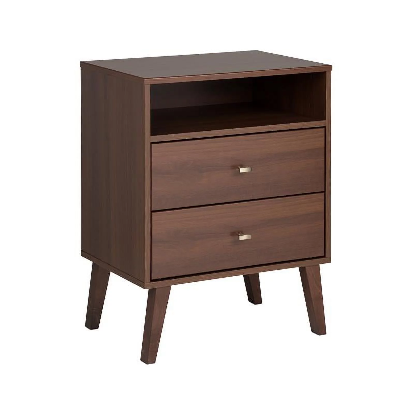 Home Square 2 Piece Wood Tall Nightstand Set with 2 Drawer in Cherry