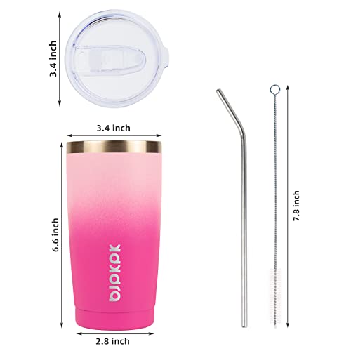 BJPKPK Insulated Tumbler 20 oz Stainless Steel Coffee Travel Thermal Cup With lids And Straws,Light Pink