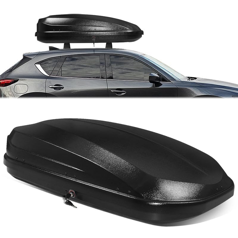 12.7 cu. ft. Rooftop Cargo Carrier ABS Lockable Heavy Duty Hard Shell Waterproof Car Roof Rack Luggage Carrier 55 x 34.5 x 14 Inches Black Textured Capacity 110 LBS