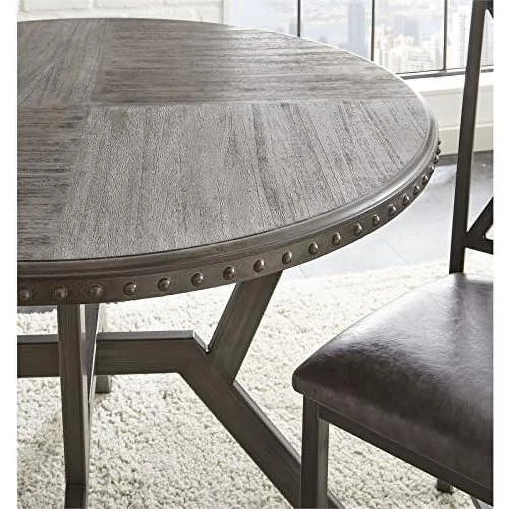 Round Dining Table In Rustic Distressed Gray