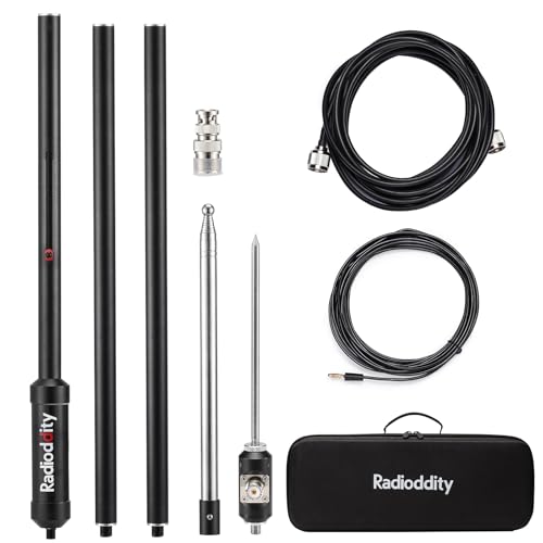 Radioddity HF-009 Portable HF Antenna, 5-50MHz Quick-Tuning Vertical Antenna, SWR 1.0-1.5, Compatible with Xiegu G90/X6100/X6200, Radioddity QT40/QT60/QT80, for HF Transceivers & Mobile Radios