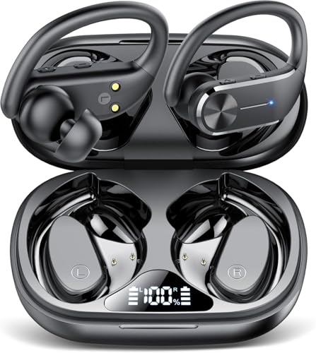 Ear buds Wireless Bluetooth Earbuds 2025 NEW Bluetooth 5.3 Sport Headphones 68Hrs Playtime with LED Display Powerful Bass Over Ear Earphones with Earhooks IP7 Waterproof USB C for Gym/Running