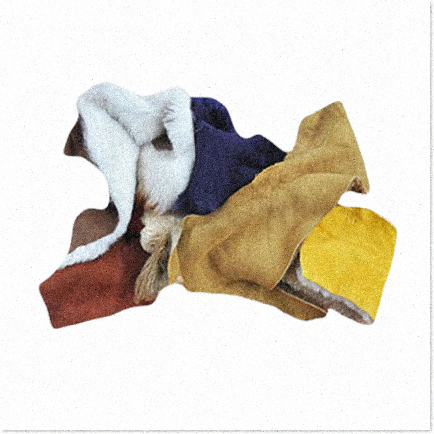 Eco-Friendly Sheep Scraps: Premium Leather, Wool, and Remnants. Various Sizes from Small to Big Palm or Bigger. 1 Pound/Bag.