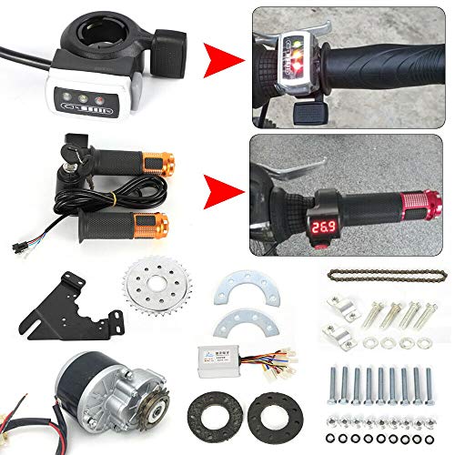24V 250W Electric Bike Conversion Kit, Common Bike Left Chain Drive Convert Bicycles into Electric Vehicles Bicycle E-Bike DIY,Twist/Thumb Brush Motor Conversion Kit