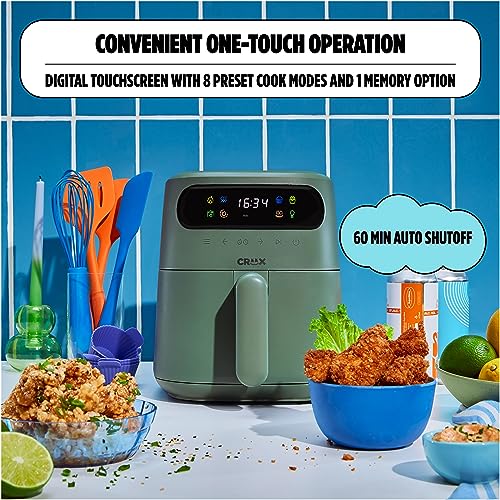 CRUX x Marshmello 8.0 QT Digital Air Fryer with TurboCrisp Technology, Touch Screen Temperature Control, Timer and Auto Shut-off, Fully Programmable, Silicone Liner Included, Lavender