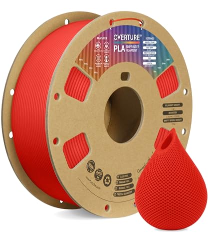 OVERTURE PLA Filament 1.75mm PLA 3D Printer Filament, 2kg Cardboard Spool (4.4lbs), Dimensional Accuracy +/- 0.02mm, Fit Most FDM Printer (Black 2-Pack)
