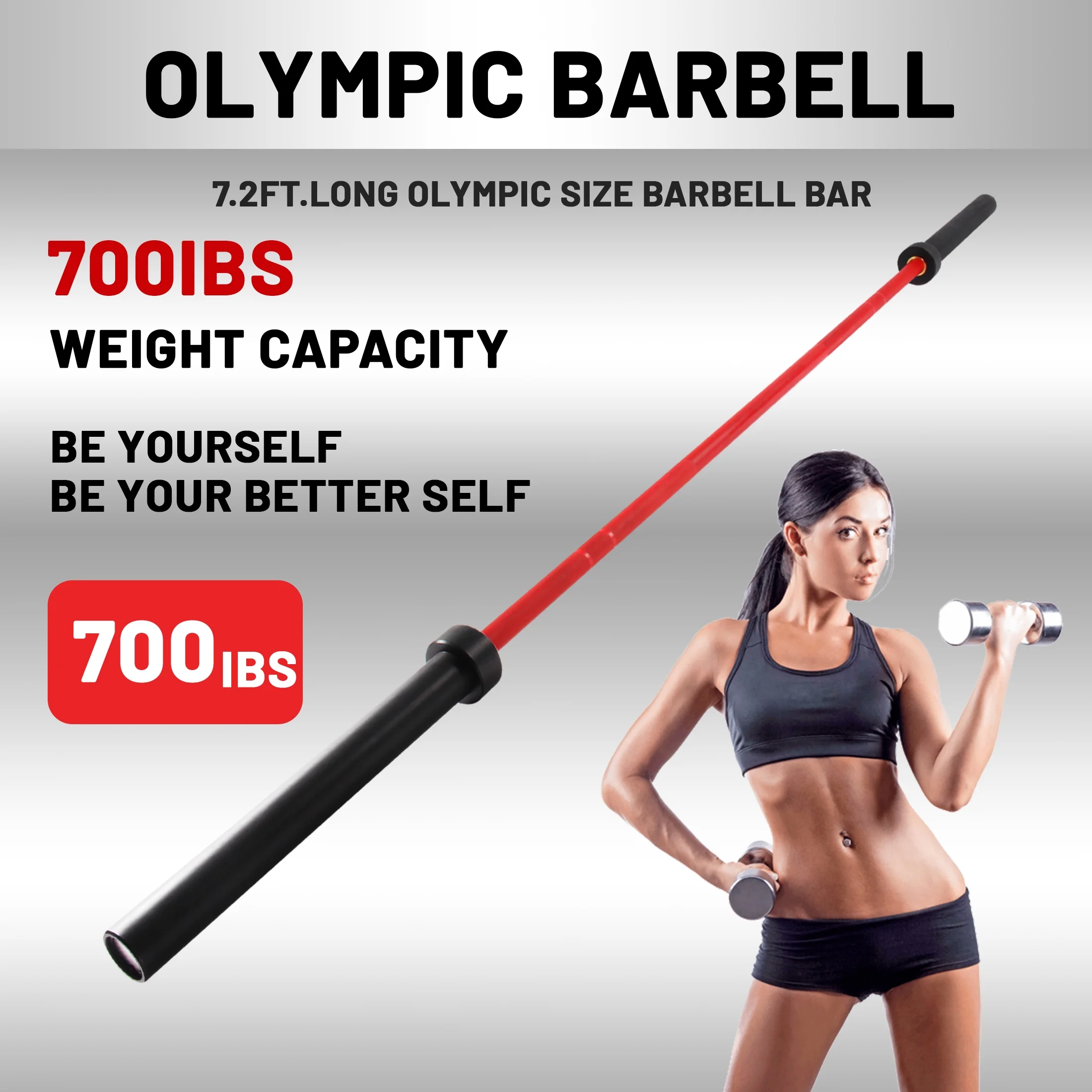 Olympic Barbell Bar 7ft for Weightlifting, Bench Press,Deadlifts,Squats,Strength Training Bars with Knurled Grip,Weight Bars for lifting,700Pound Red