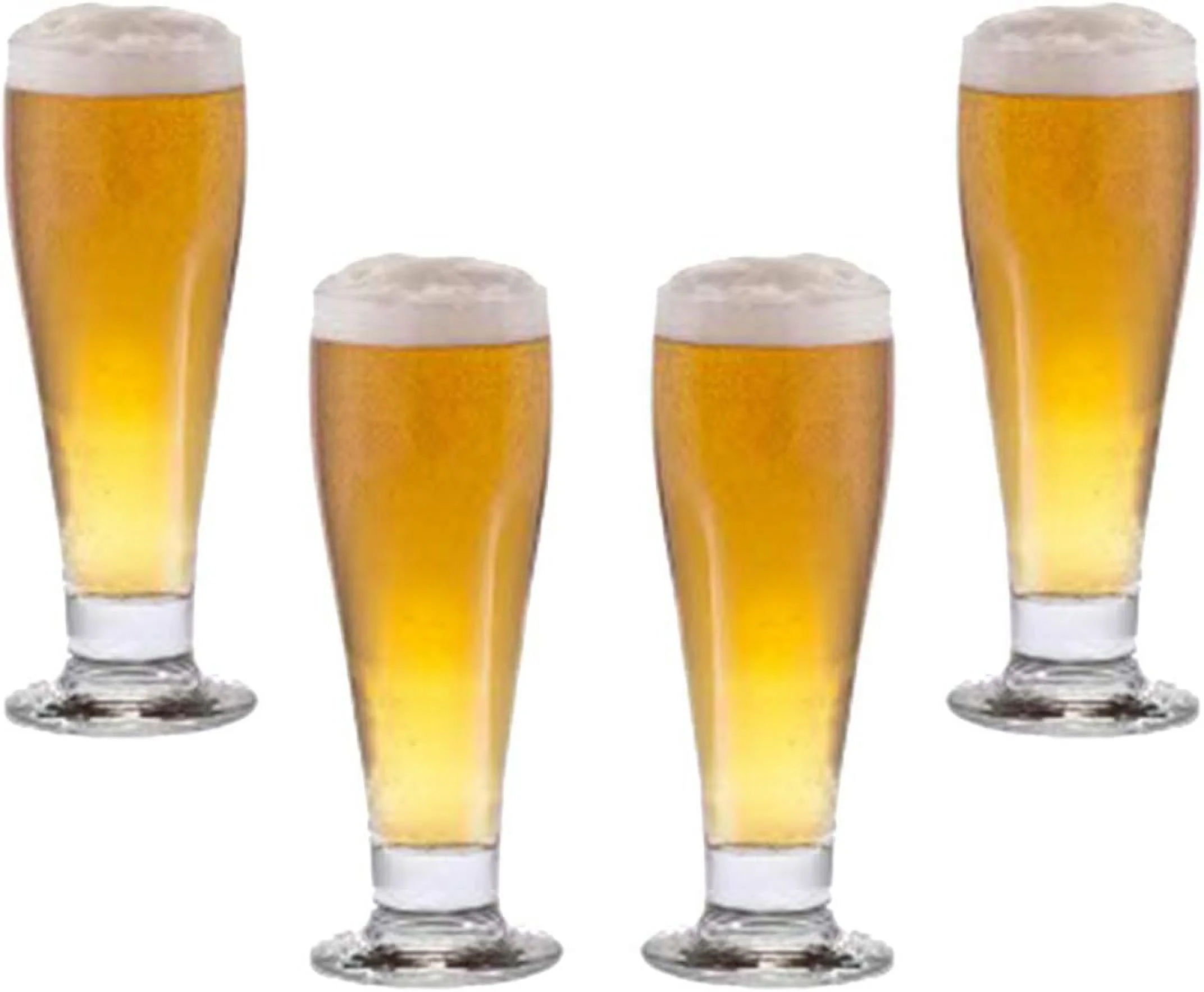 Pilsner Glasses Set 10.5 Oz, Modern Clear Party Glassware Set Of (4)