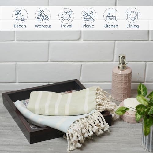 The Fine Living Co. 100% Cotton Merry Christmas Kitchen Towels, 18'x28' Set of 2 (Cherry Red & Green)