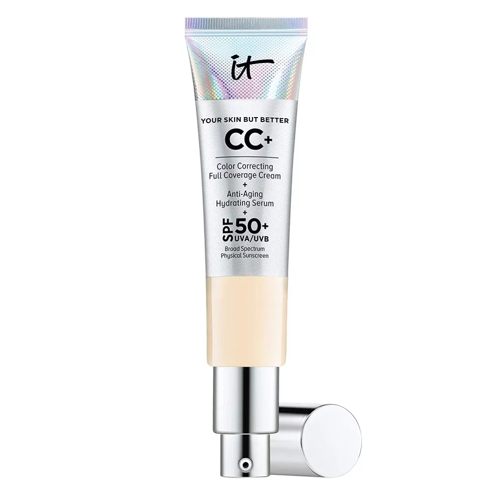 IT Cosmetics Your Skin But Better CC+ Cream, Fair (W) - Color Correcting Cream, Full-Coverage Foundation, Hydrating Serum & SPF 50+ Sunscreen - Natural Finish - 1.08 fl oz