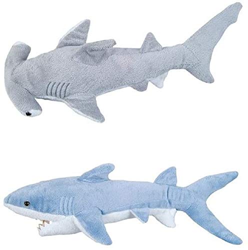 Adventure Planet - Set of 2 Plush Sharks Mako and Hammerhead Shark - Stuffed Animal -Ocean Life - Soft Cuddly Shark Week Tank Toy, 20in. and 19in. Set