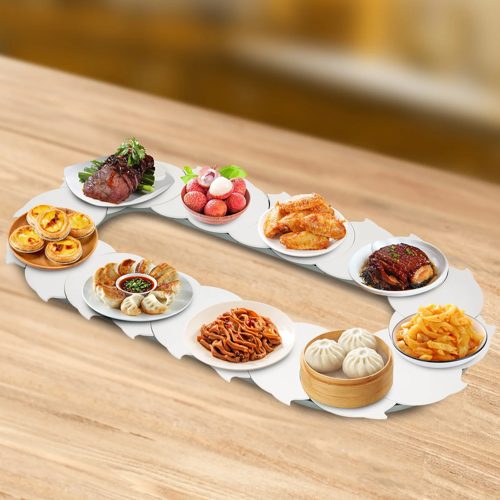 Miumaeov 360° Manual Swivel Adjustable Dining Table, Rotating Food Turntable, Food Serving Train Dining Table, Turntable for Dining Room Party Decoration (3.28ft)