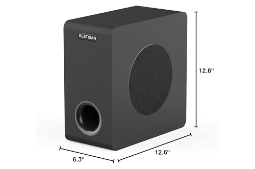 BESTISAN Powered Subwoofer, 6.5'' Side Firing Home Audio Sub, Deep Bass Response Subwoofers, Easy Setup with Home Theater Systems, TV, Speakers, RCA, LFE, AUX Input, High-Level Speaker Input & Output