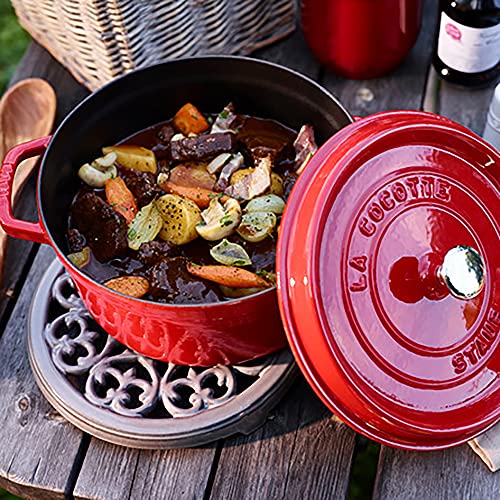 STAUB Cast Iron Dutch Oven 5.5-qt Round Cocotte, Made in France, Serves 5-6, Black Matte