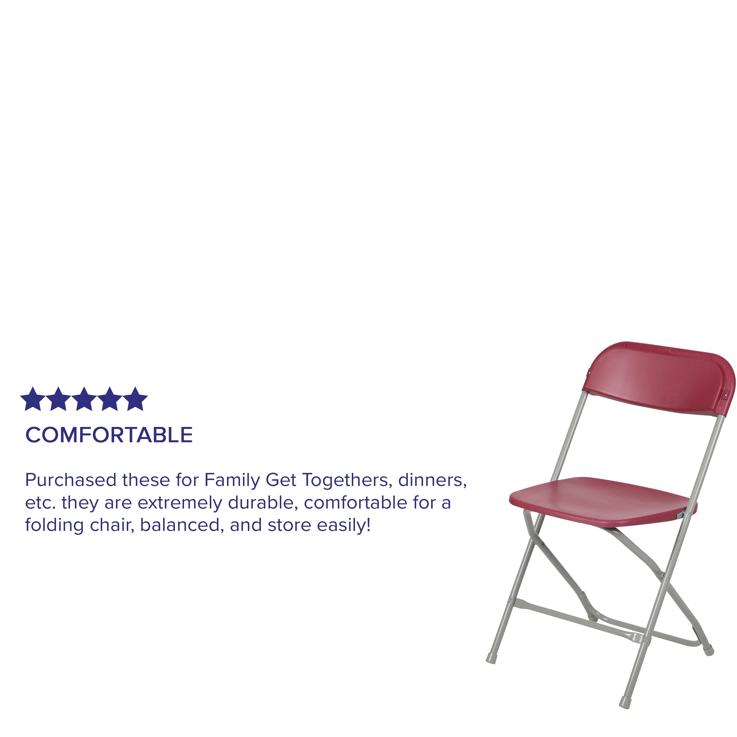 Emma + Oliver Set of 10 Red Stackable Folding Plastic Chairs - 650 LB Weight Capacity