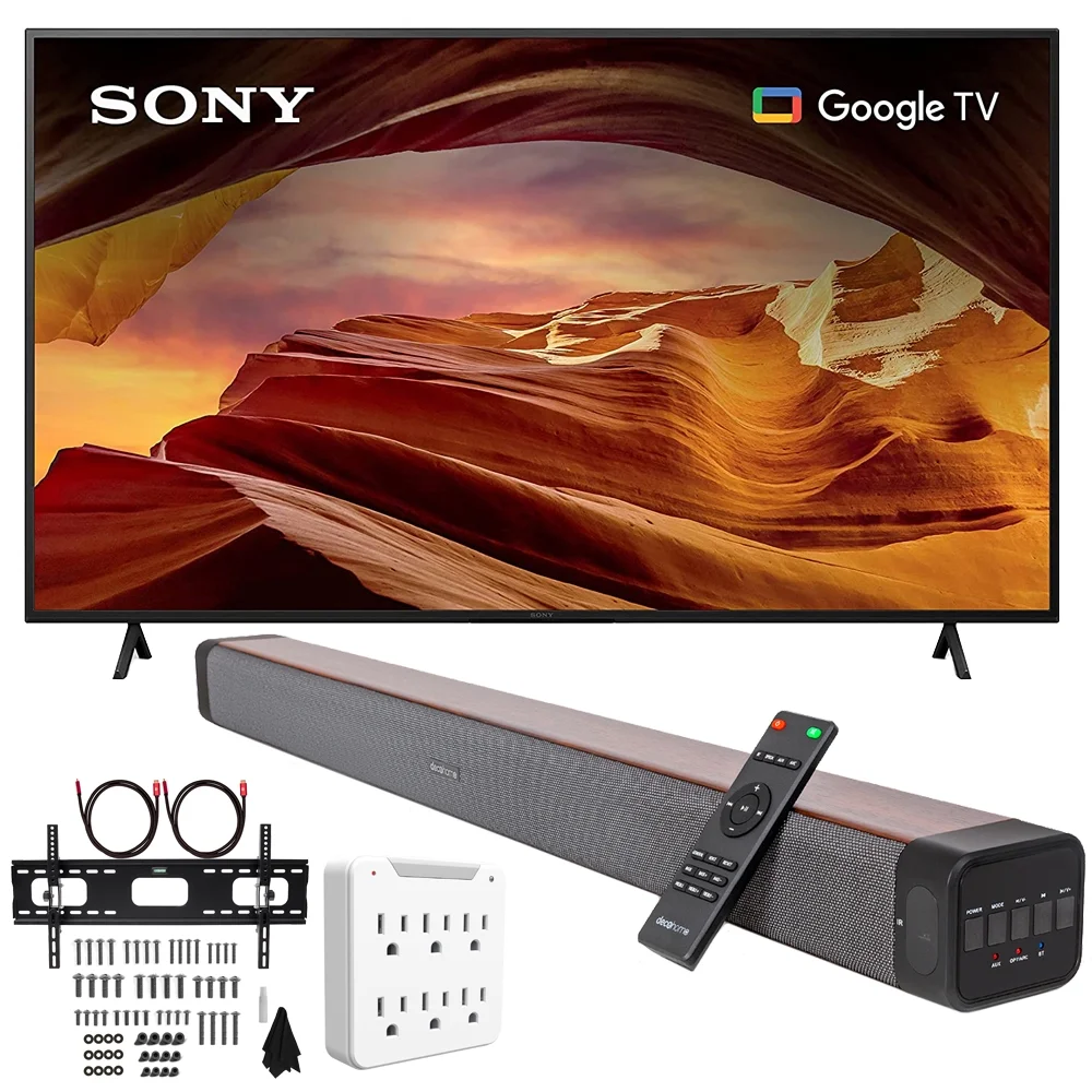Sony X77L 55 Inch 4K HDR LED Smart TV with Google TV (2023) Bundle with Deco Gear 60W 2.0 CH Soundbar with Built-in Dual Subwoofers + 37