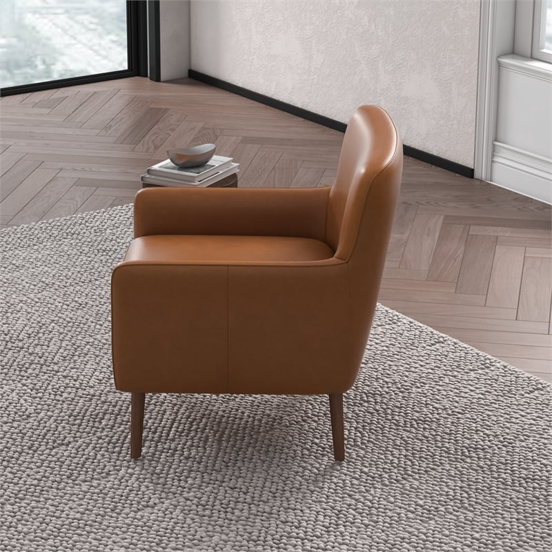 Silvan Luxury Modern Tufted Full Grain Tan Leather Accent Armchair