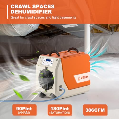 180 PDD Commercial Dehumidifier with Pump,6,000 SQ.FT Industrial Dehumidifier for Large Spaces,Basements, Crawlspaces and Flood Damage Restoration Auto Defrost,Memory Start