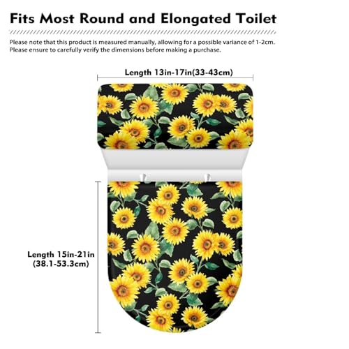 Christmas Bow Bell Toilet Tank Lid Cover and Toilet Seat Lid Cover 2 Pcs Set Toilets Covers with Elastic Cloth Fits Most Toilets Tanks & Lids