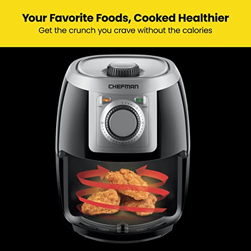 CHEFMAN 2 Qt Mini Air Fryer – Digital Space-Saving Compact Air Fryer with Nonstick and Dishwasher Safe Basket, Quick & Easy Meals in Minutes, Features Digital Timer and Shake Reminder – Black