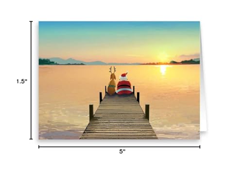 Stonehouse Collection | Dock Sunset Christmas Card | 18 Boxed Holiday Cards and Envelopes | USA Made | Boating, Beach, Nautical