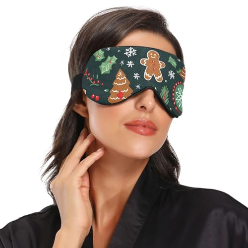 Eye Masks Christmas Tree Cookies Snowflakes Sleep Mask for Side Sleeper Travel Blackout Night Sleeping Mask for Men Women
