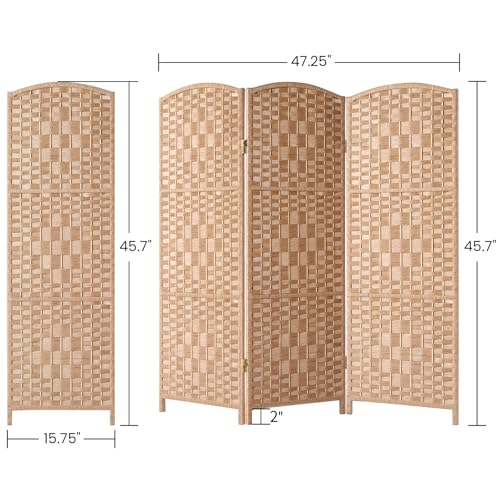 Small Room Divider, Privacy Screen, Short Room Dividers and Folding Privacy Screens, Foldable Temperary Wall Partitions, 3 Panel Dark Mocha Space Separation Separator