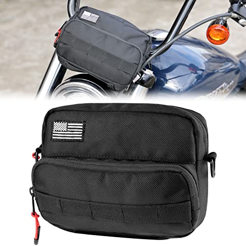 KEMIMOTO Motorcycle Bag, Handlebar Tool Bag Storage Accessory Saddlebag Universal for Front Fork Handle Bar Sissy Bar Compatible with Cruiser Softail Dyna Sportsters