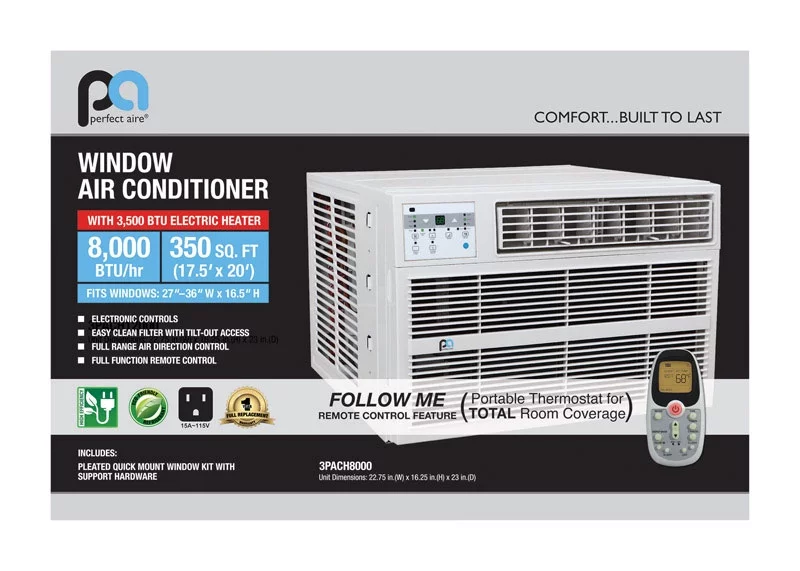 Perfect Aire 8,000 BTU Window Air Conditioner with Electric Heater